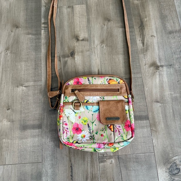Multisac Handbags - MultiSac Crossbody Handbag Purse Floral Faux Leather Colorful
